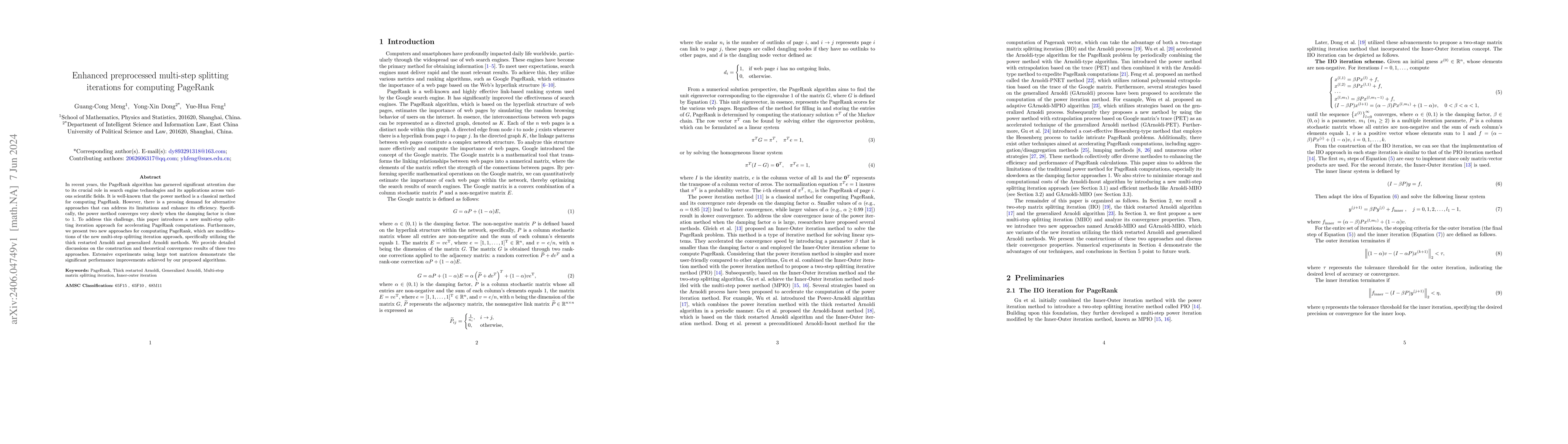 Thumbnail for Enhanced preprocessed multi-step splitting iterations for computing
  PageRank