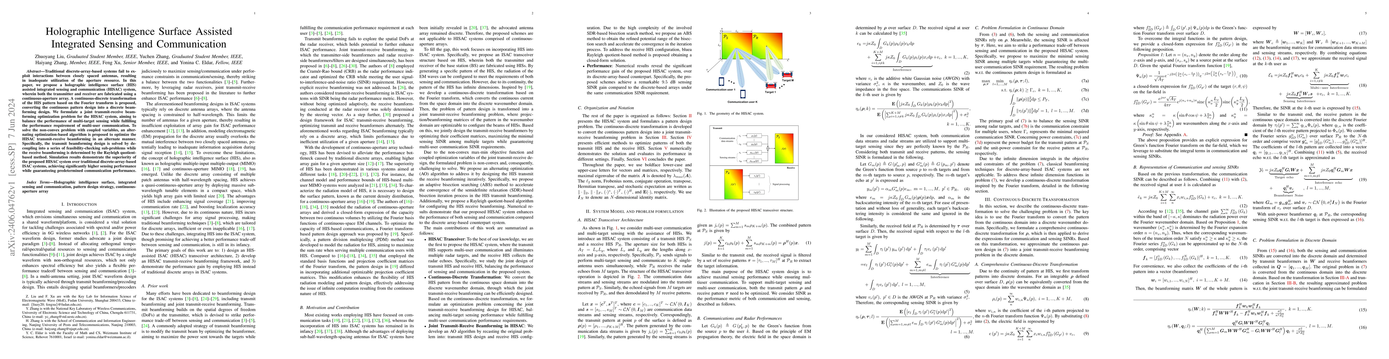 Thumbnail for Holographic Intelligence Surface Assisted Integrated Sensing and
  Communication