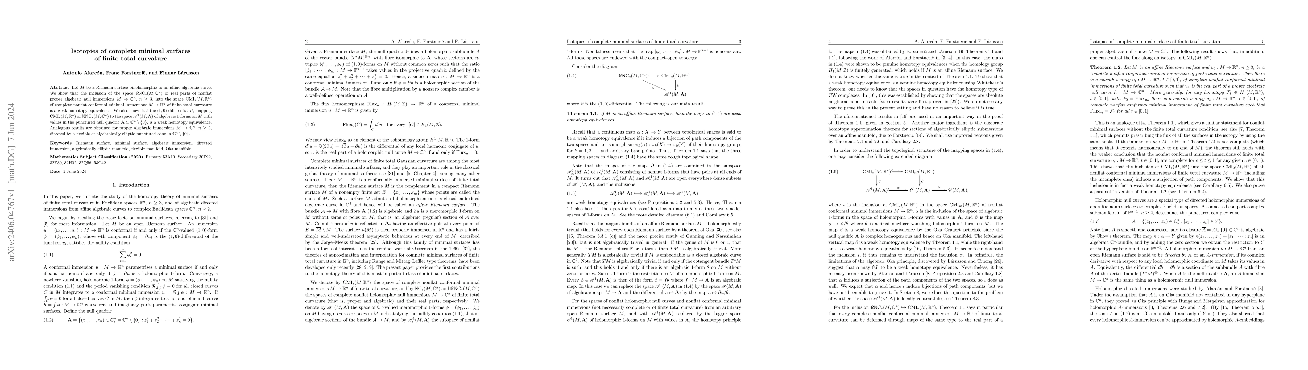 Thumbnail for Isotopies of complete minimal surfaces of finite total curvature