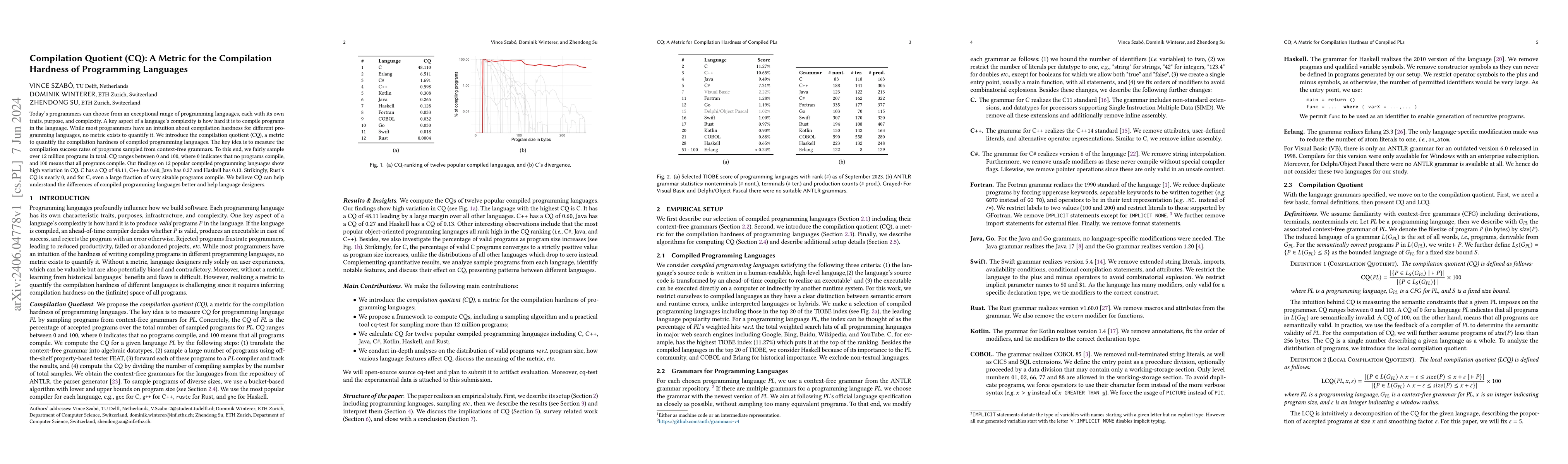 Thumbnail for Compilation Quotient (CQ): A Metric for the Compilation Hardness of
  Programming Languages