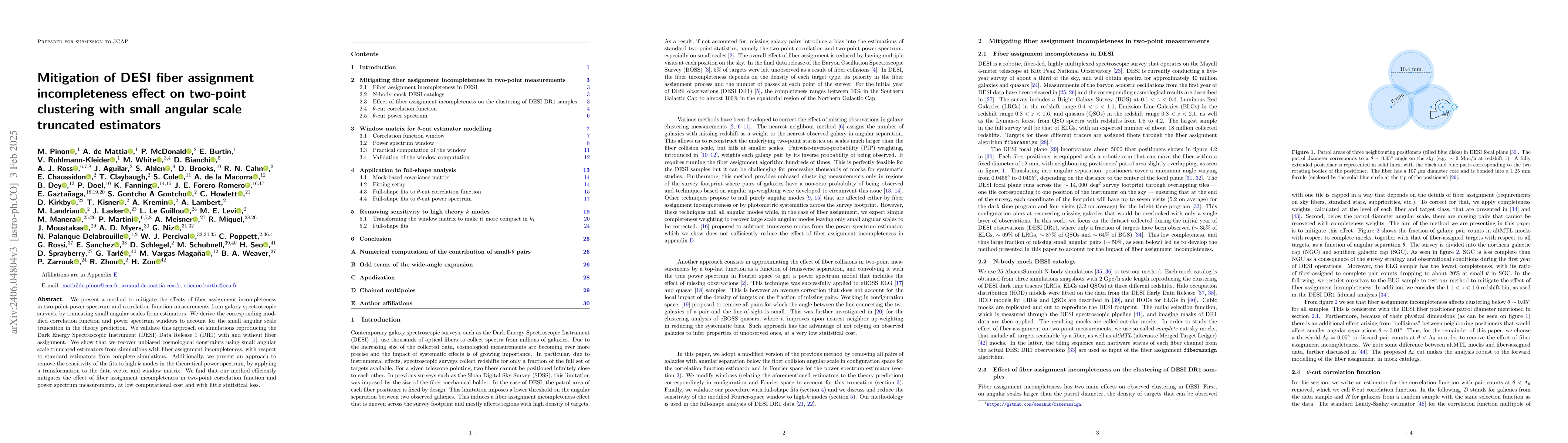 Thumbnail for Mitigation of DESI fiber assignment incompleteness effect on two-point
  clustering with small angular scale truncated estimators