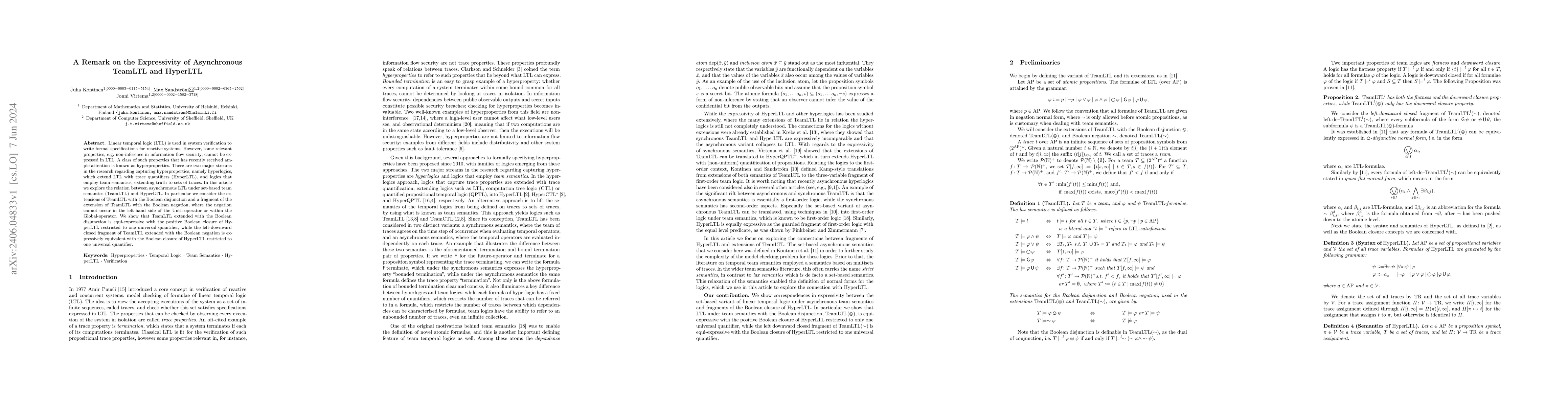 Thumbnail for A Remark on the Expressivity of Asynchronous TeamLTL and HyperLTL