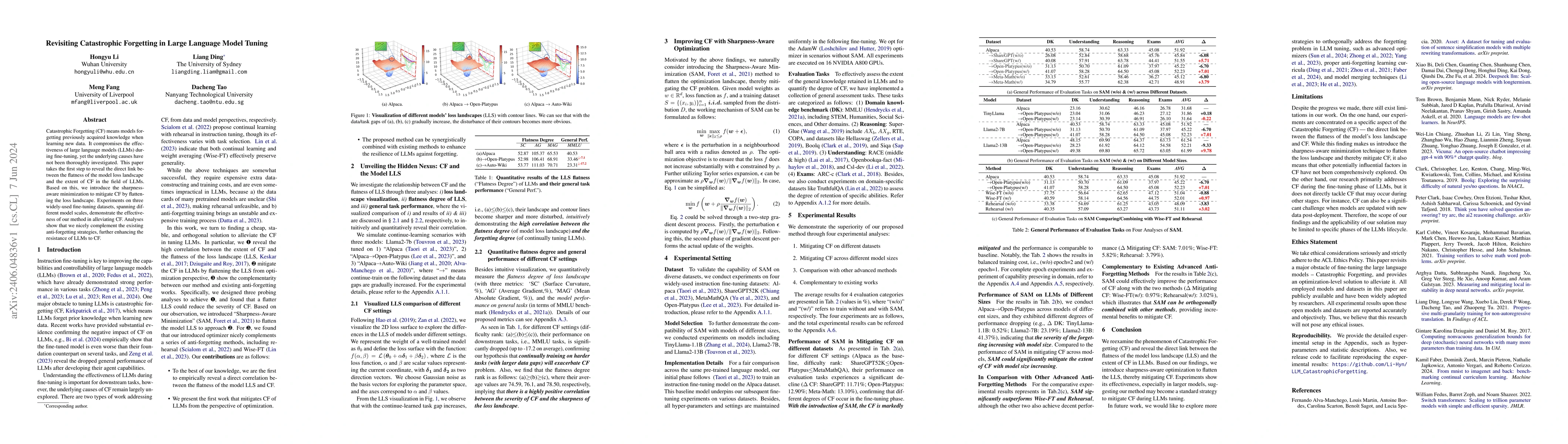 Thumbnail for Revisiting Catastrophic Forgetting in Large Language Model Tuning