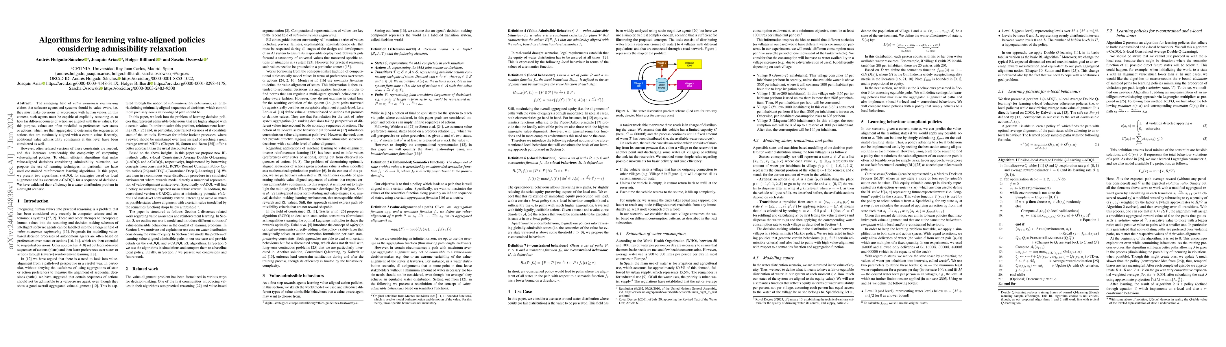 Thumbnail for Algorithms for learning value-aligned policies considering admissibility
  relaxation