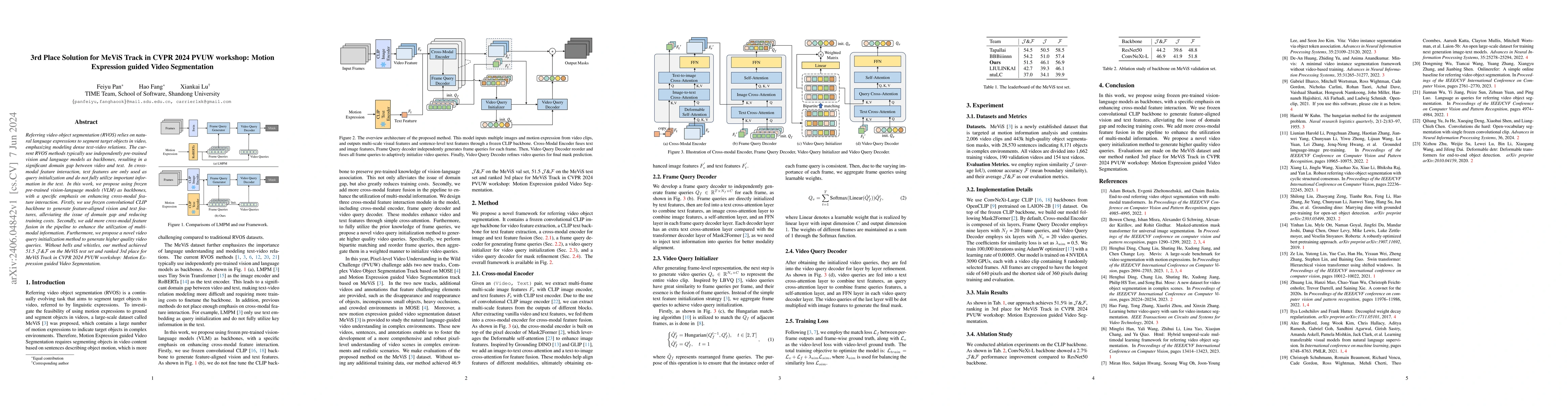 Thumbnail for 3rd Place Solution for MeViS Track in CVPR 2024 PVUW workshop: Motion
  Expression guided Video Segmentation