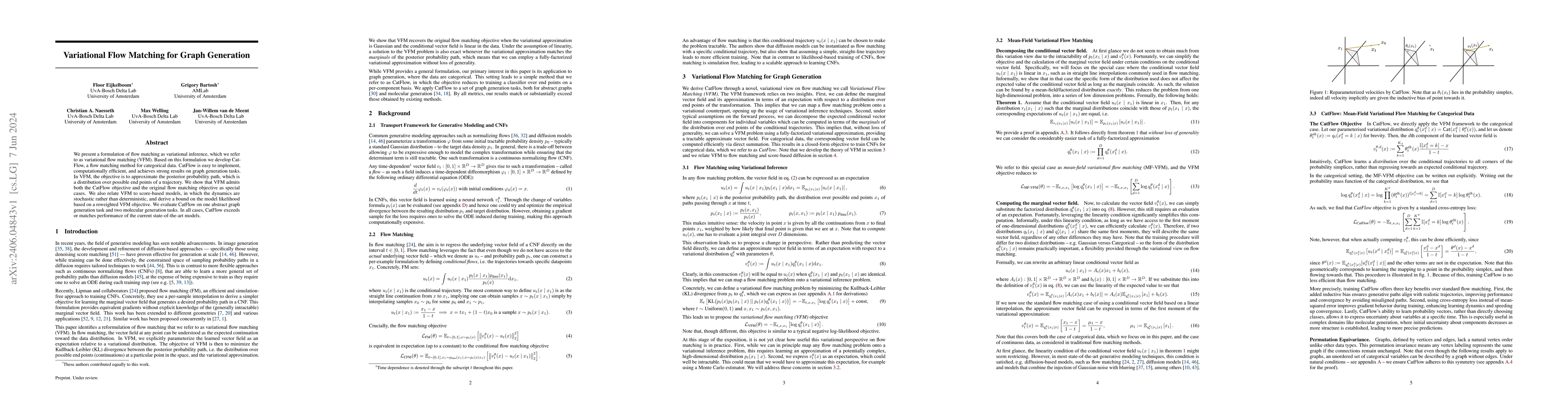 Thumbnail for Variational Flow Matching for Graph Generation