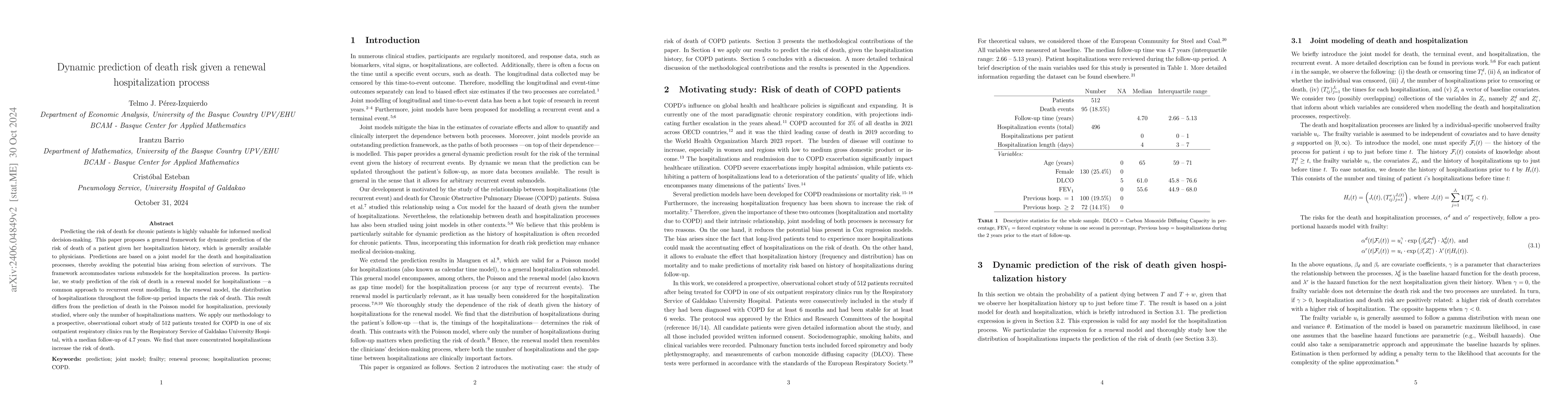 Thumbnail for Dynamic prediction of death risk given a renewal hospitalization process