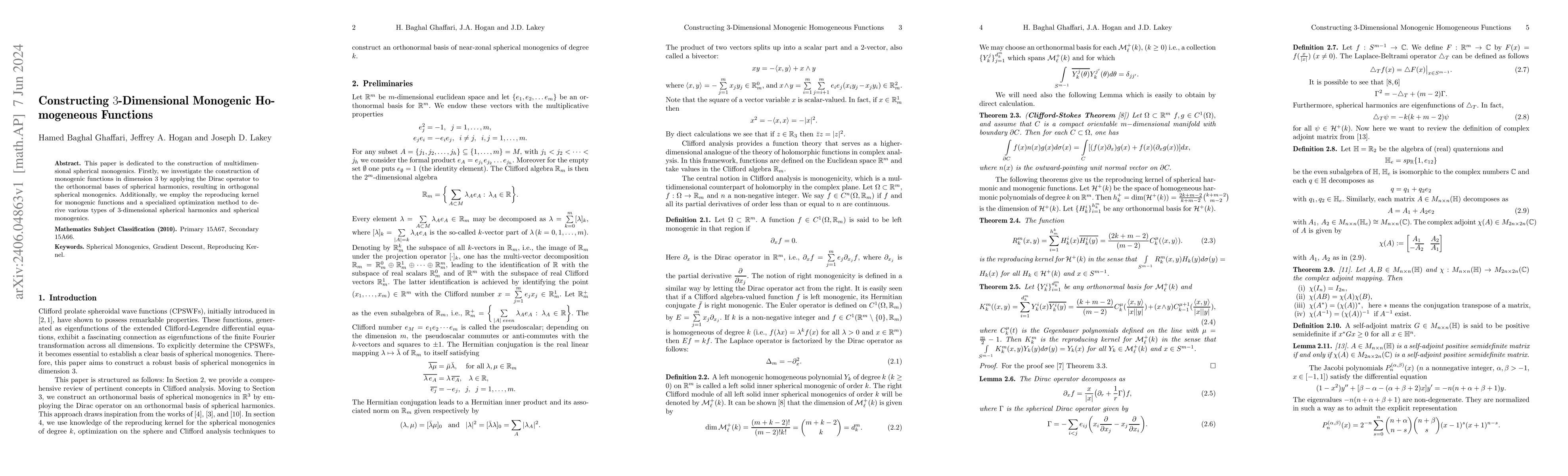 Thumbnail for Constructing $3$-Dimensional Monogenic Homogeneous Functions