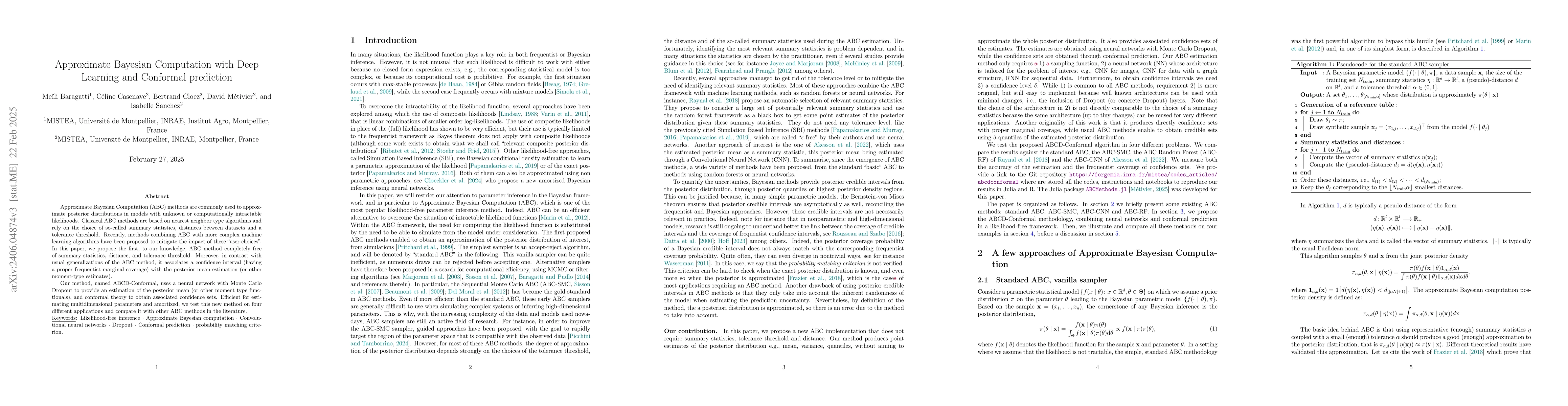 Thumbnail for Approximate Bayesian Computation with Deep Learning and Conformal
  prediction