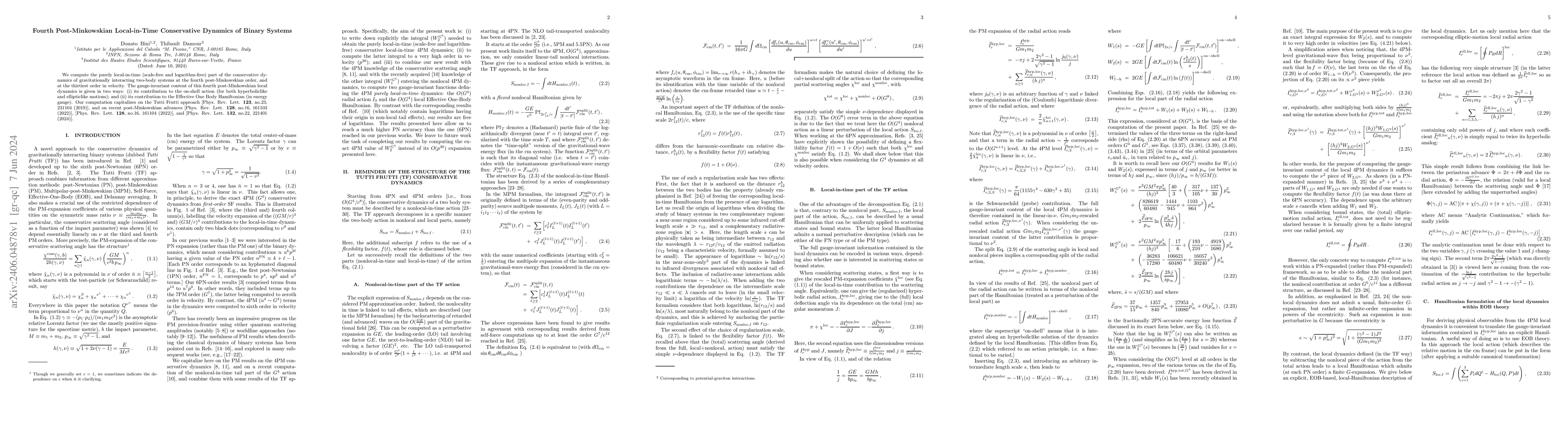 Thumbnail for Fourth Post-Minkowskian Local-in-Time Conservative Dynamics of Binary
  Systems