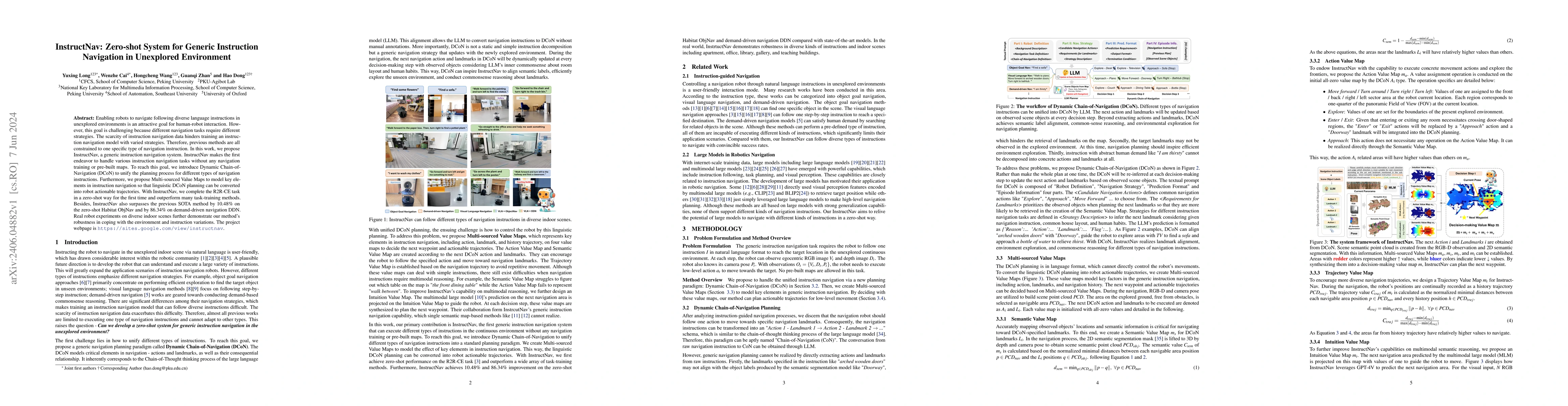 Thumbnail for InstructNav: Zero-shot System for Generic Instruction Navigation in
  Unexplored Environment