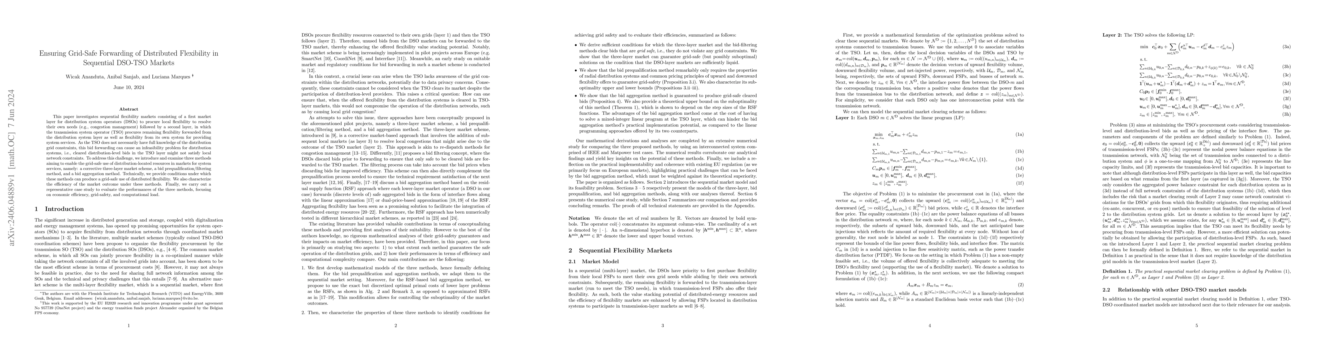 Thumbnail for Ensuring Grid-Safe Forwarding of Distributed Flexibility in Sequential
  DSO-TSO Markets