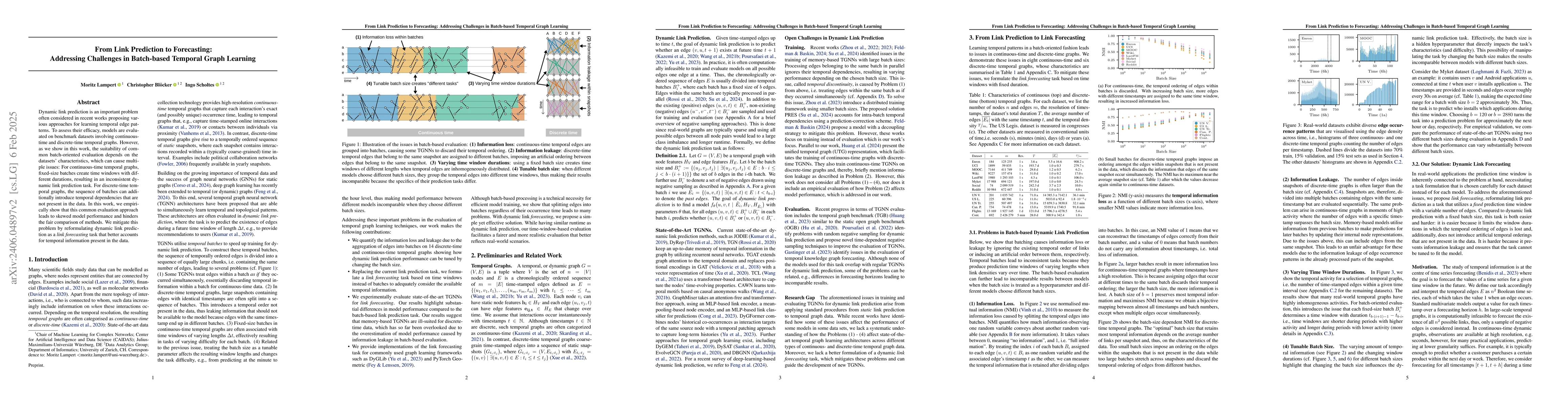 Thumbnail for From Link Prediction to Forecasting: Information Loss in Batch-based
  Temporal Graph Learning