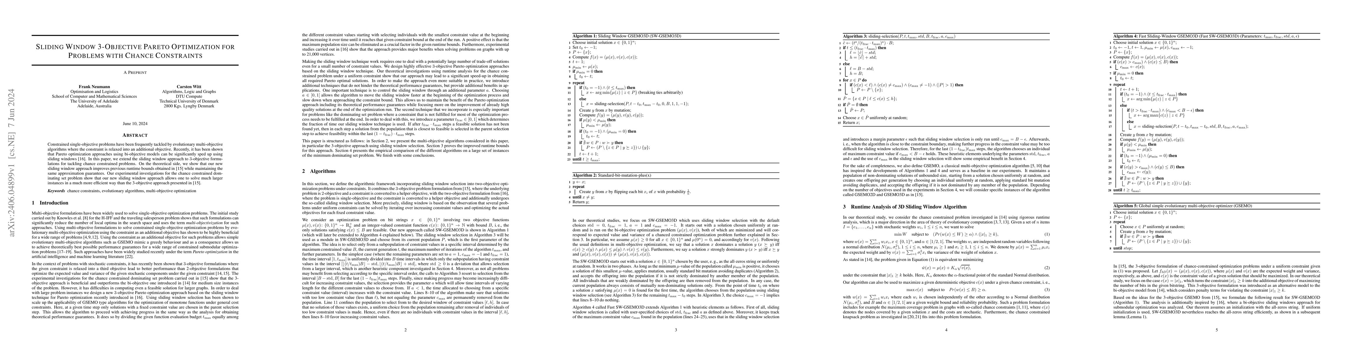 Thumbnail for Sliding Window 3-Objective Pareto Optimization for Problems with Chance
  Constraints