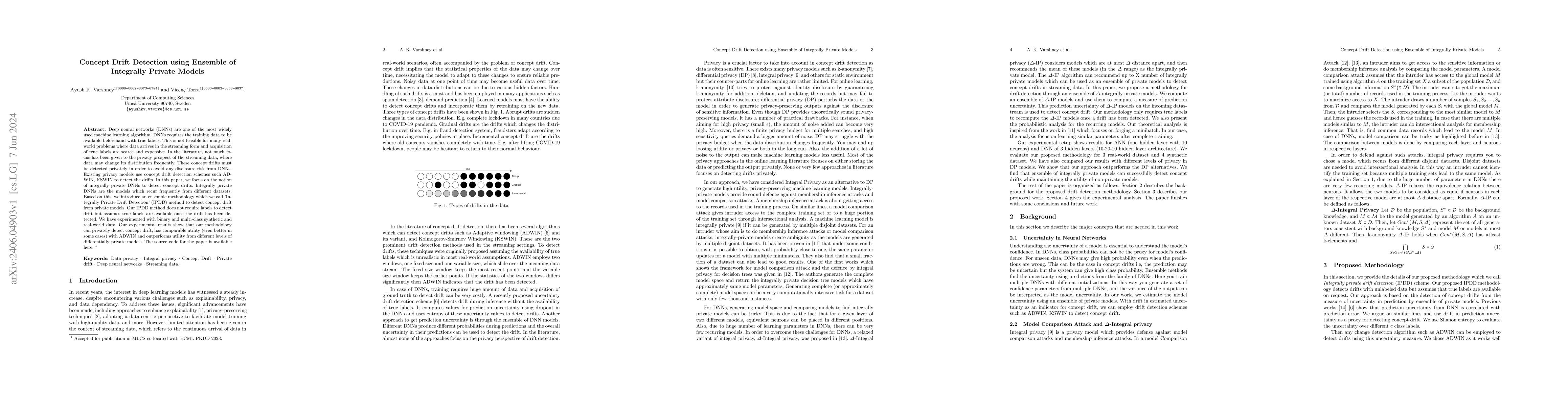 Thumbnail for Concept Drift Detection using Ensemble of Integrally Private Models