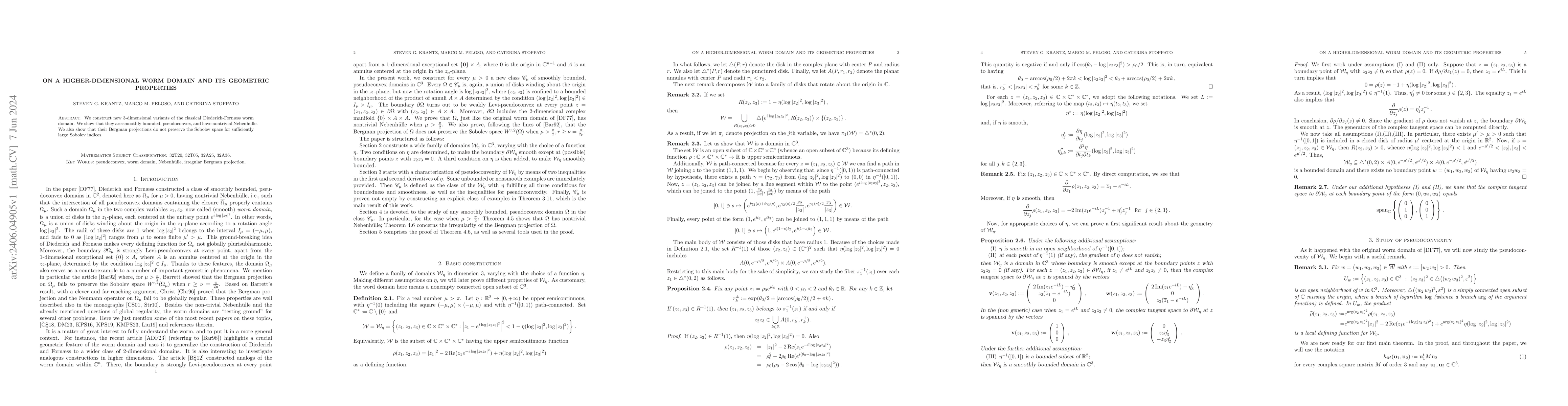 Thumbnail for On a higher-dimensional worm domain and its geometric properties