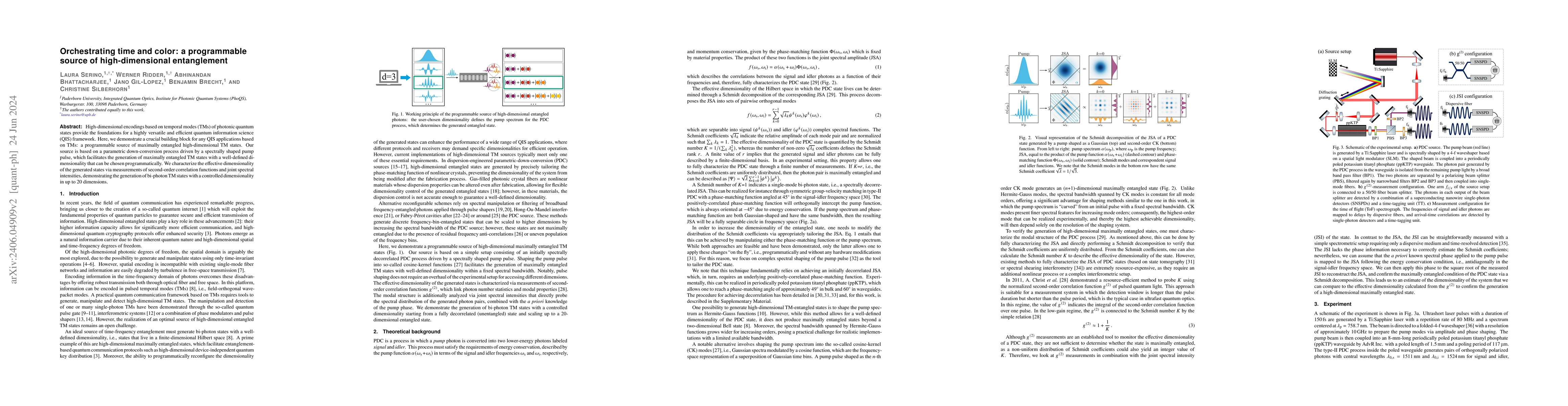 Thumbnail for Orchestrating time and color: a programmable source of high-dimensional
  entanglement