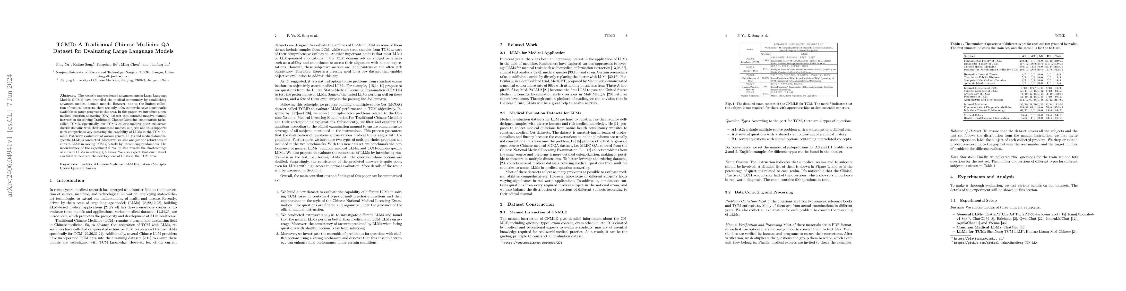 Thumbnail for TCMD: A Traditional Chinese Medicine QA Dataset for Evaluating Large
  Language Models