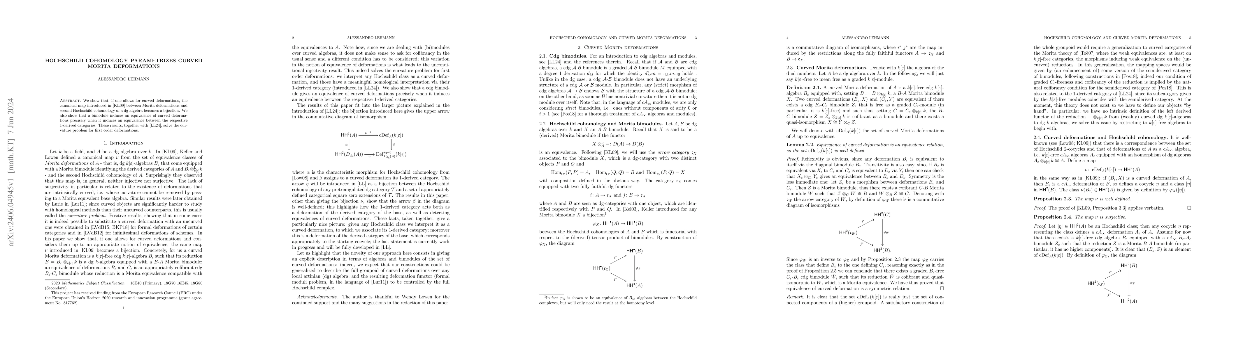 Thumbnail for Hochschild cohomology parametrizes curved Morita deformations