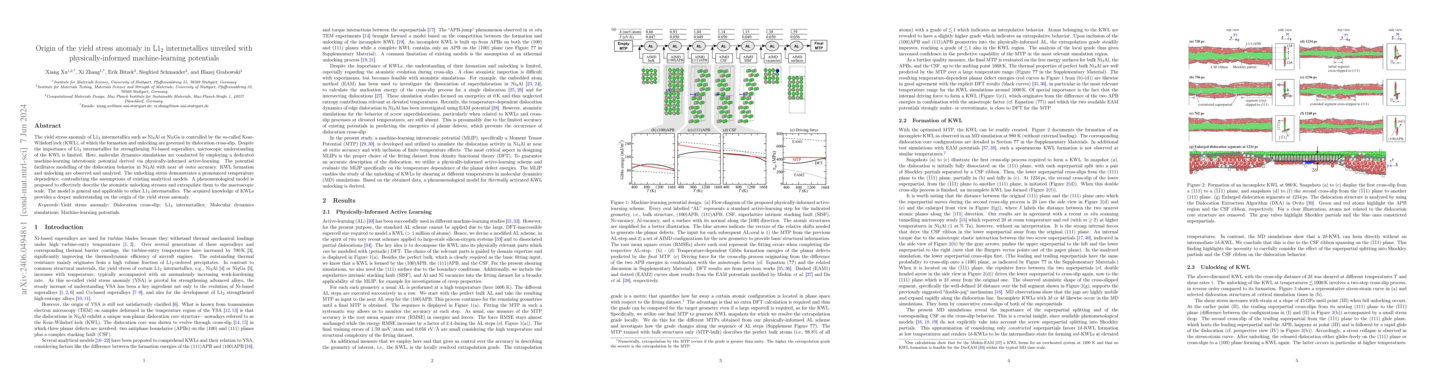 Thumbnail for Origin of the yield stress anomaly in L12 intermetallics unveiled with
  physically-informed machine-learning potentials