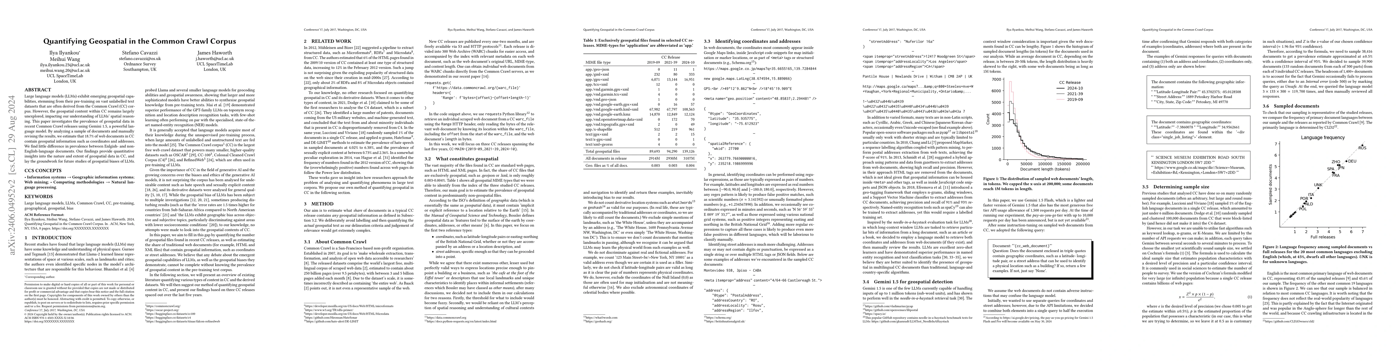 Thumbnail for Quantifying Geospatial in the Common Crawl Corpus