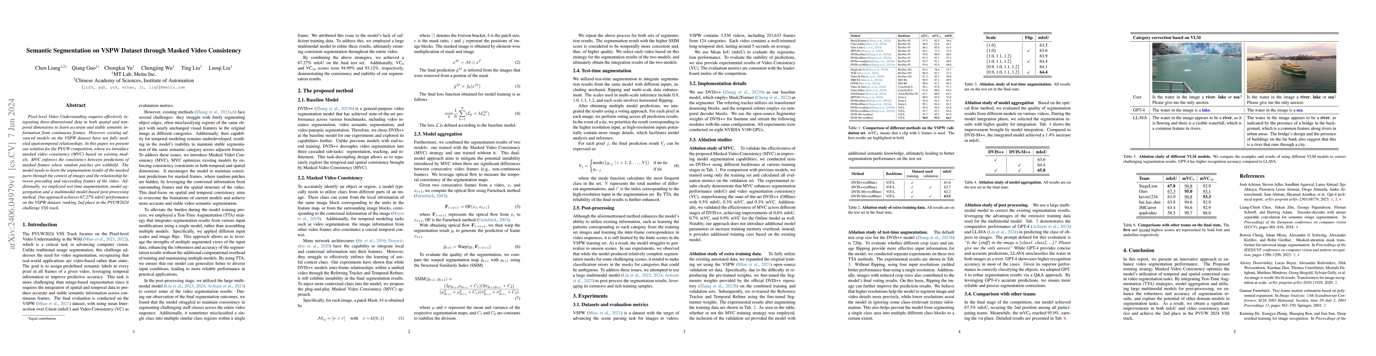 Thumbnail for Semantic Segmentation on VSPW Dataset through Masked Video Consistency