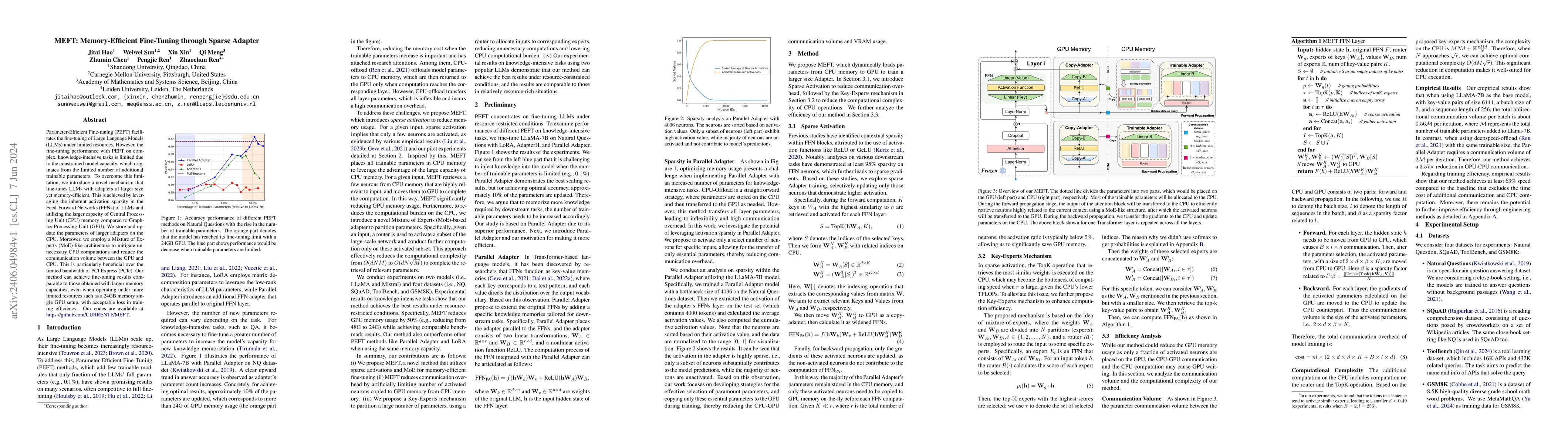 Thumbnail for MEFT: Memory-Efficient Fine-Tuning through Sparse Adapter