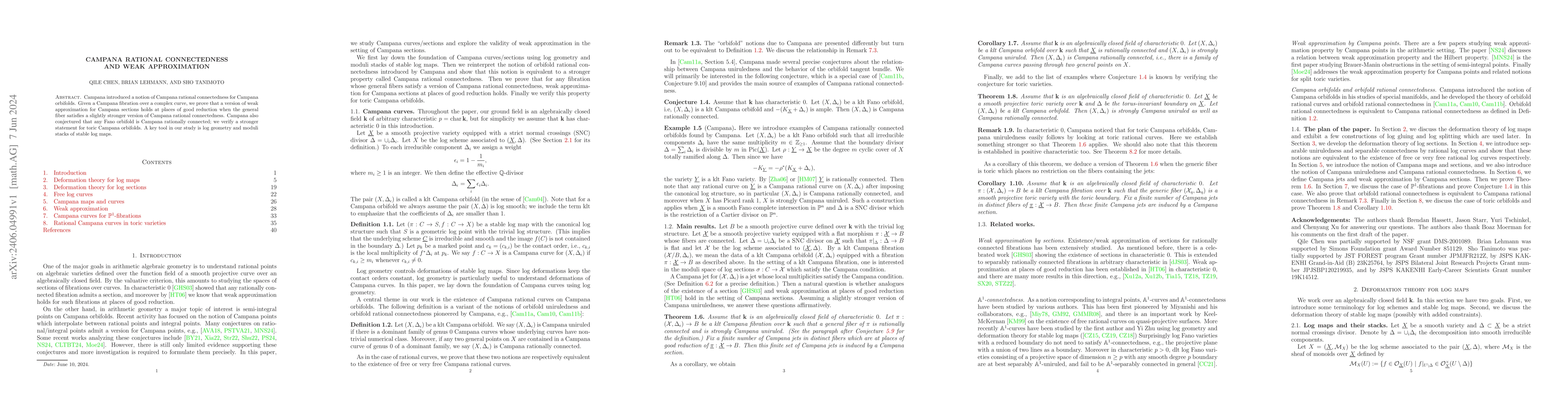 Thumbnail for Campana rational connectedness and weak approximation