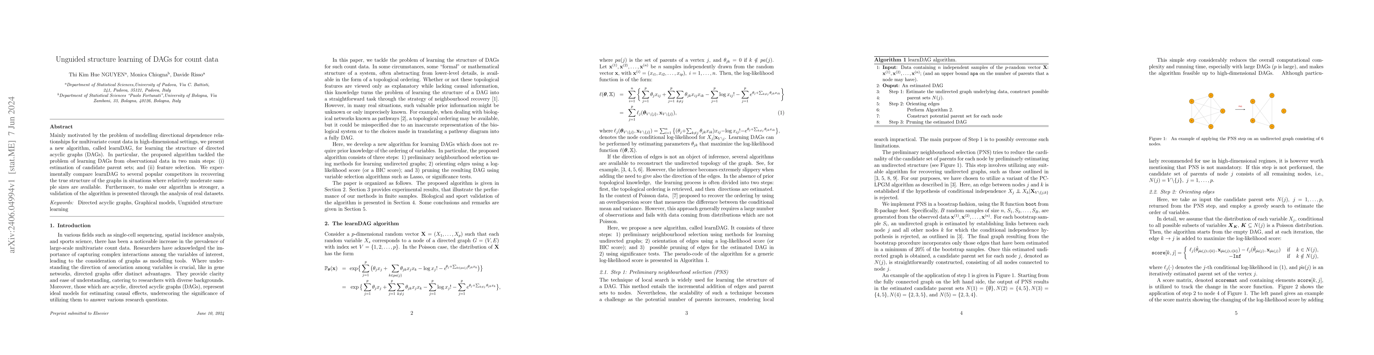 Thumbnail for Unguided structure learning of DAGs for count data