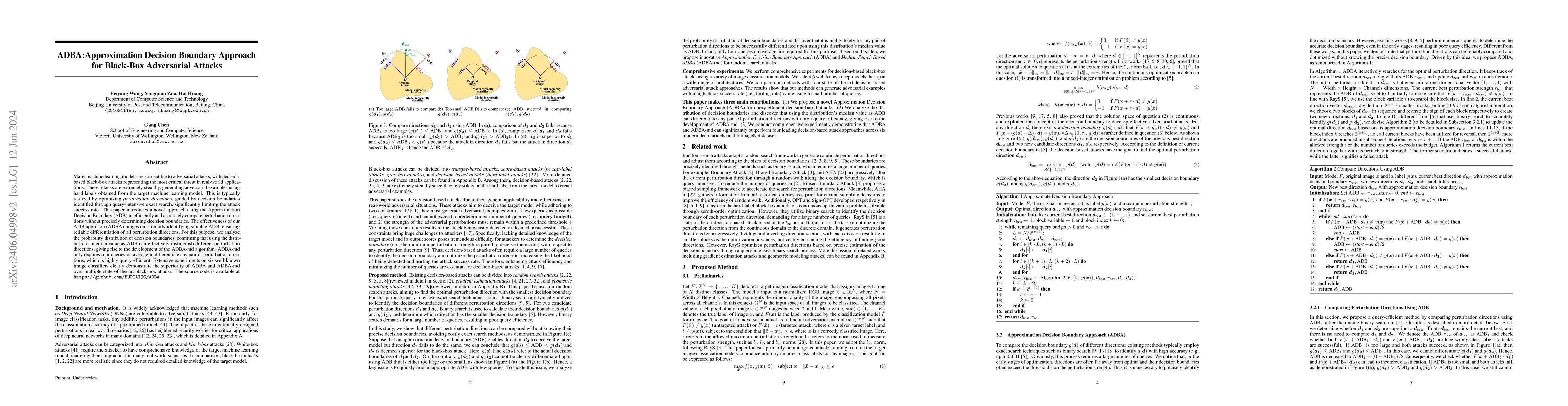 Thumbnail for ADBA:Approximation Decision Boundary Approach for Black-Box Adversarial
  Attacks