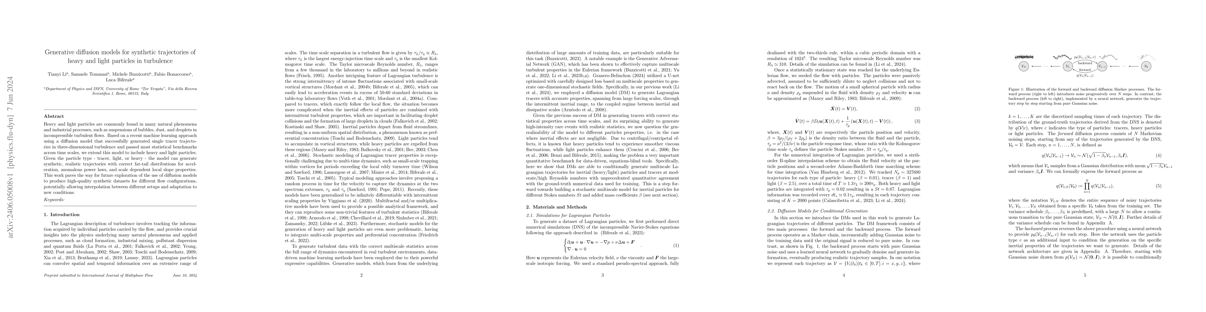 Thumbnail for Generative diffusion models for synthetic trajectories of heavy and
  light particles in turbulence
