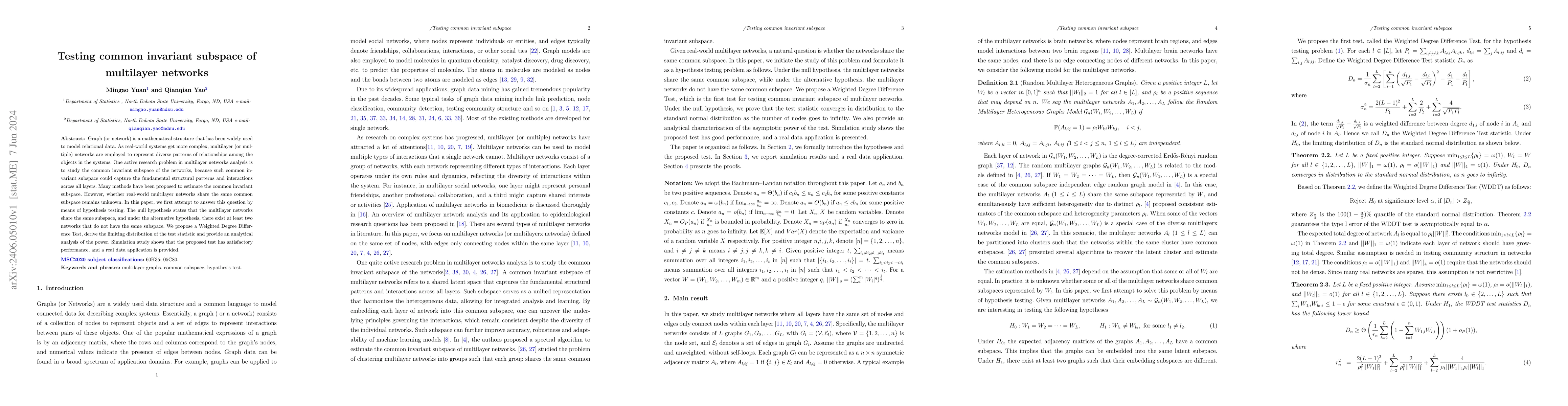 Thumbnail for Testing common invariant subspace of multilayer networks