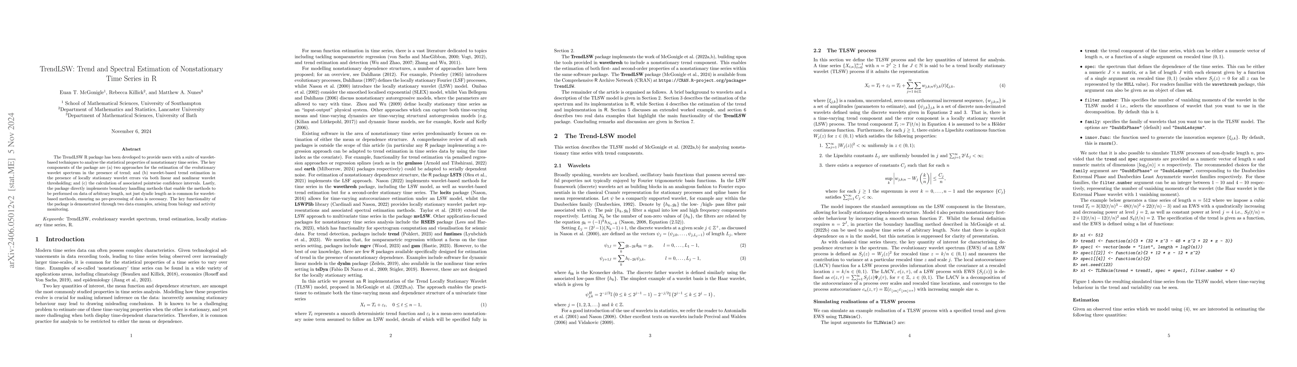 Thumbnail for TrendLSW: Trend and Spectral Estimation of Nonstationary Time Series in
  R