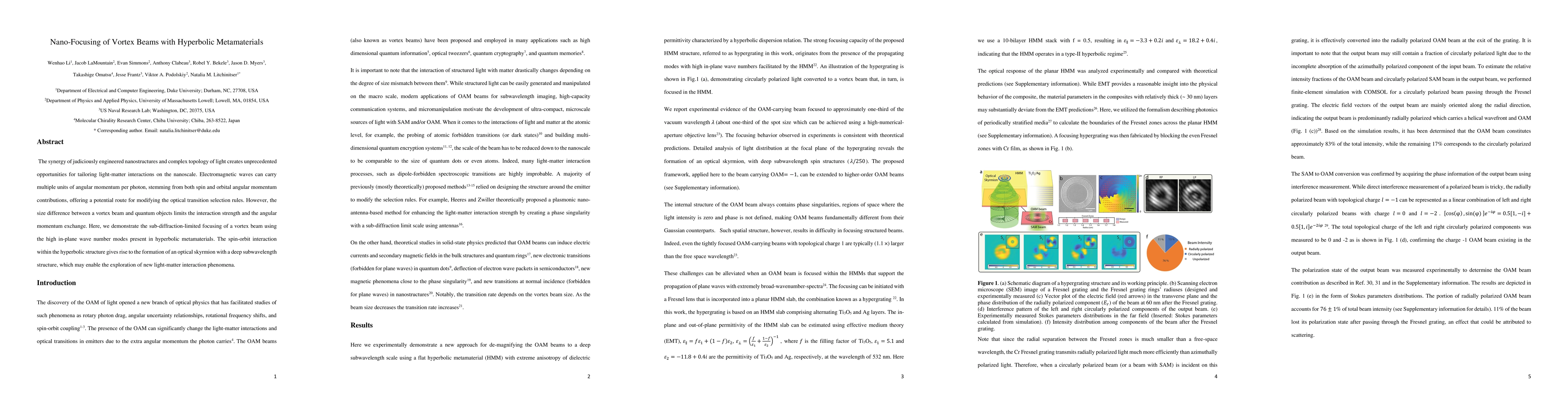Thumbnail for Nano-Focusing of Vortex Beams with Hyperbolic Metamaterials