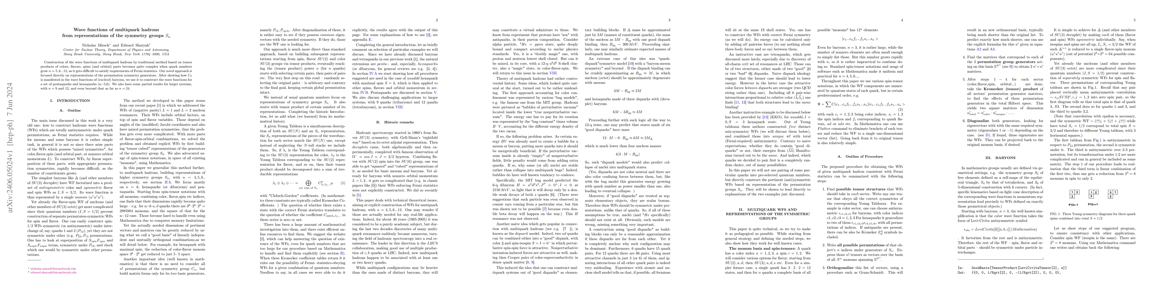 Thumbnail for Wave functions of multiquark hadrons from representations of the
  symmetry groups $S_n$