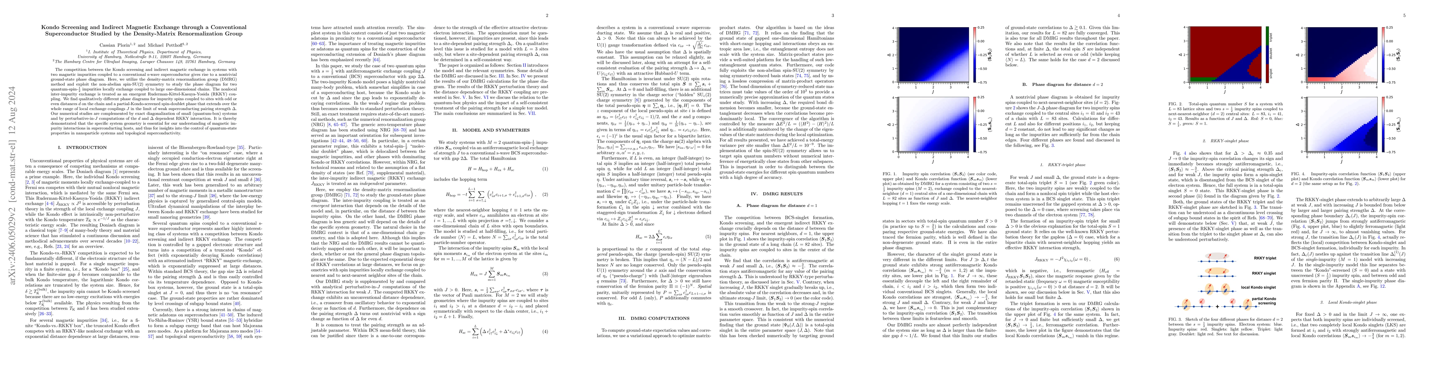 Thumbnail for Kondo Screening and Indirect Magnetic Exchange through a Conventional
  Superconductor Studied by the Density-Matrix Renormalization Group