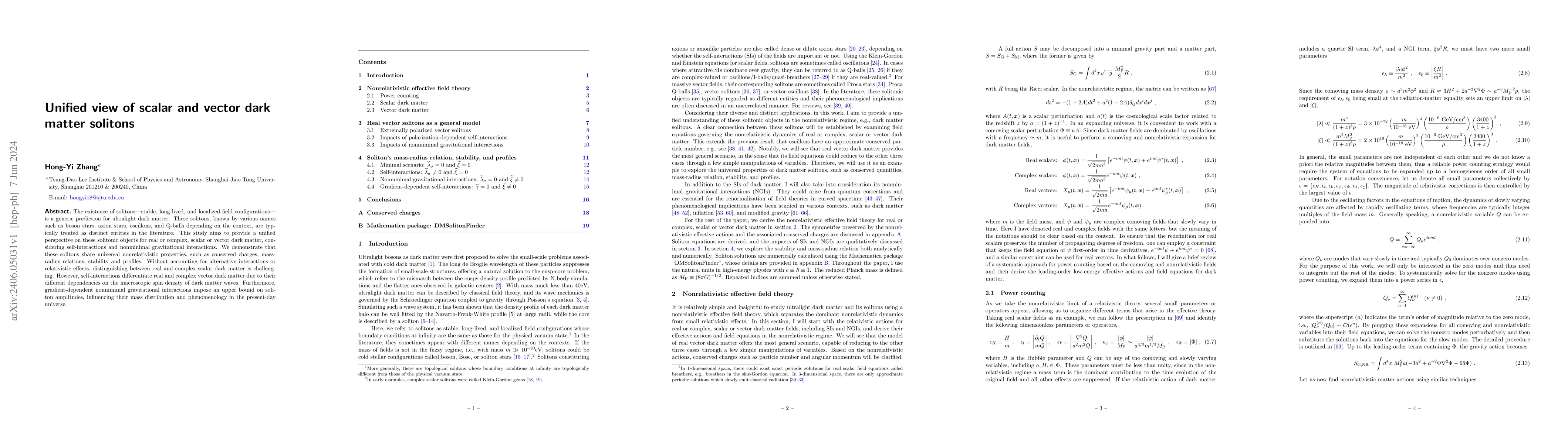 Thumbnail for Unified view of scalar and vector dark matter solitons