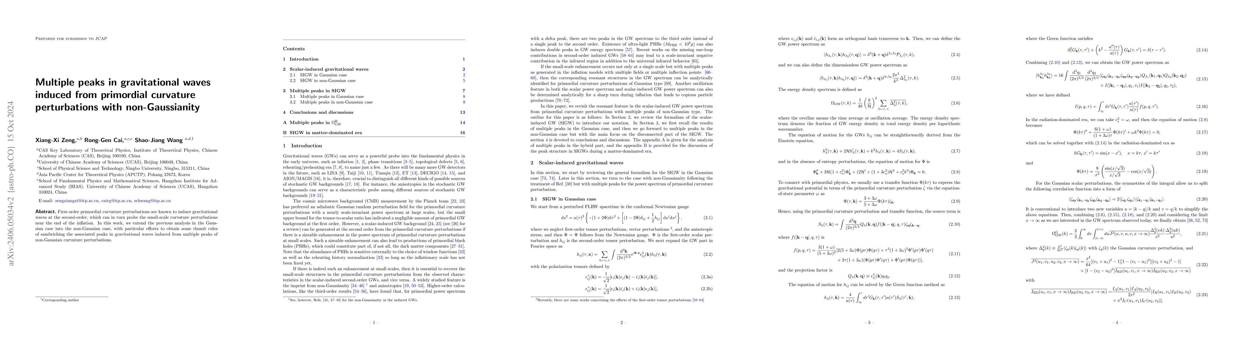 Thumbnail for Multiple peaks in gravitational waves induced from primordial curvature
  perturbations with non-Gaussianity