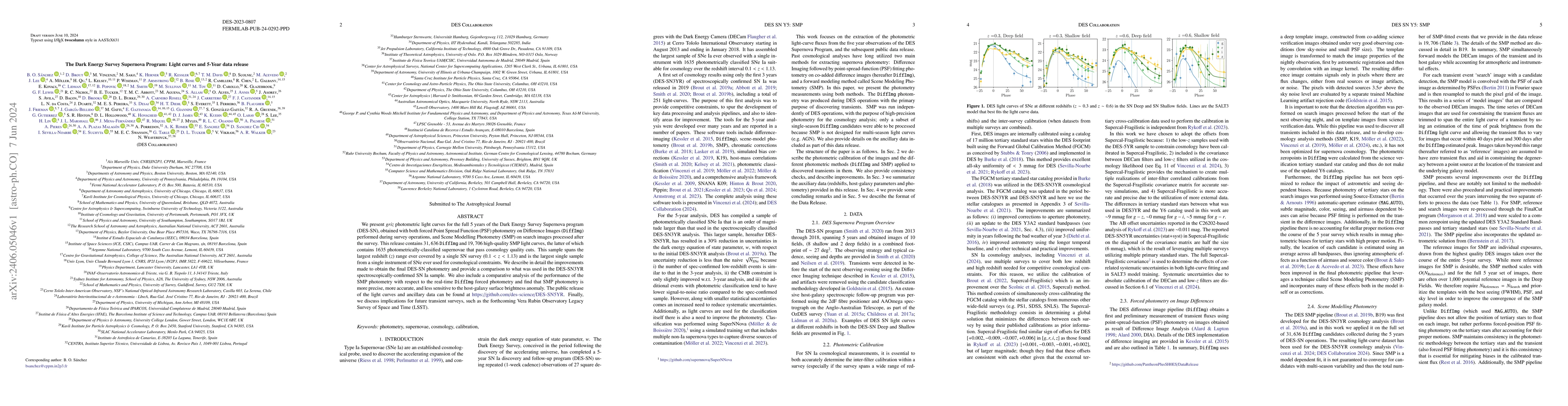 Thumbnail for The Dark Energy Survey Supernova Program: Light curves and 5-Year data
  release