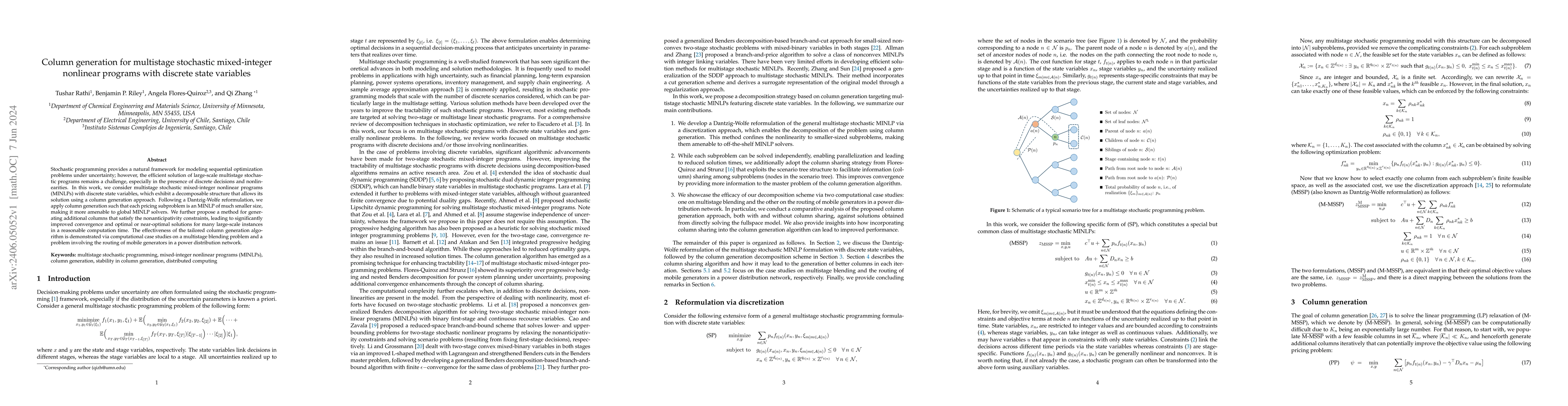 Thumbnail for Column generation for multistage stochastic mixed-integer nonlinear
  programs with discrete state variables