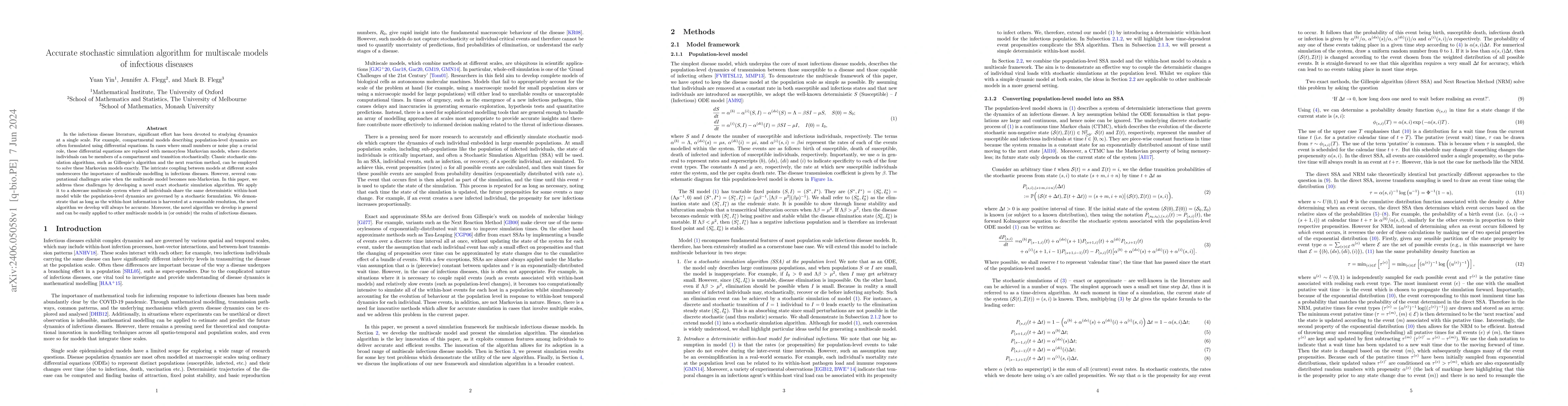 Thumbnail for Accurate stochastic simulation algorithm for multiscale models of
  infectious diseases