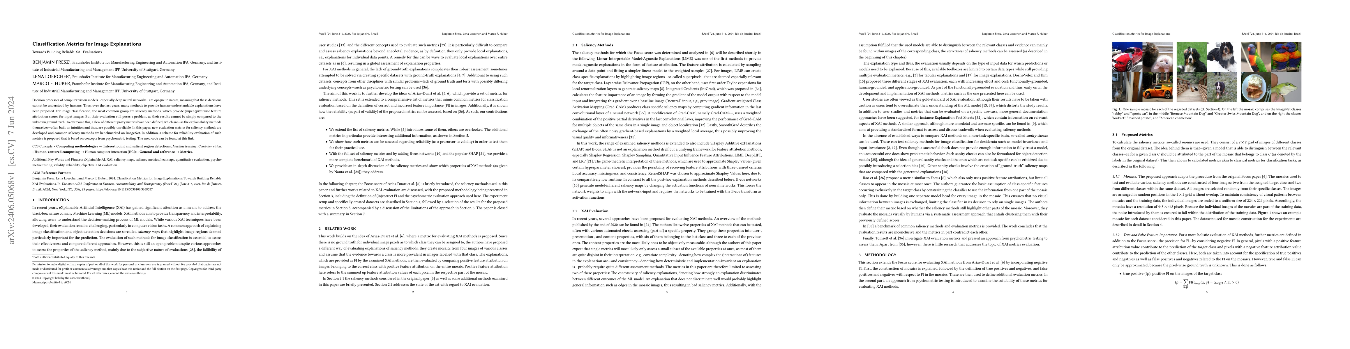 Thumbnail for Classification Metrics for Image Explanations: Towards Building Reliable
  XAI-Evaluations