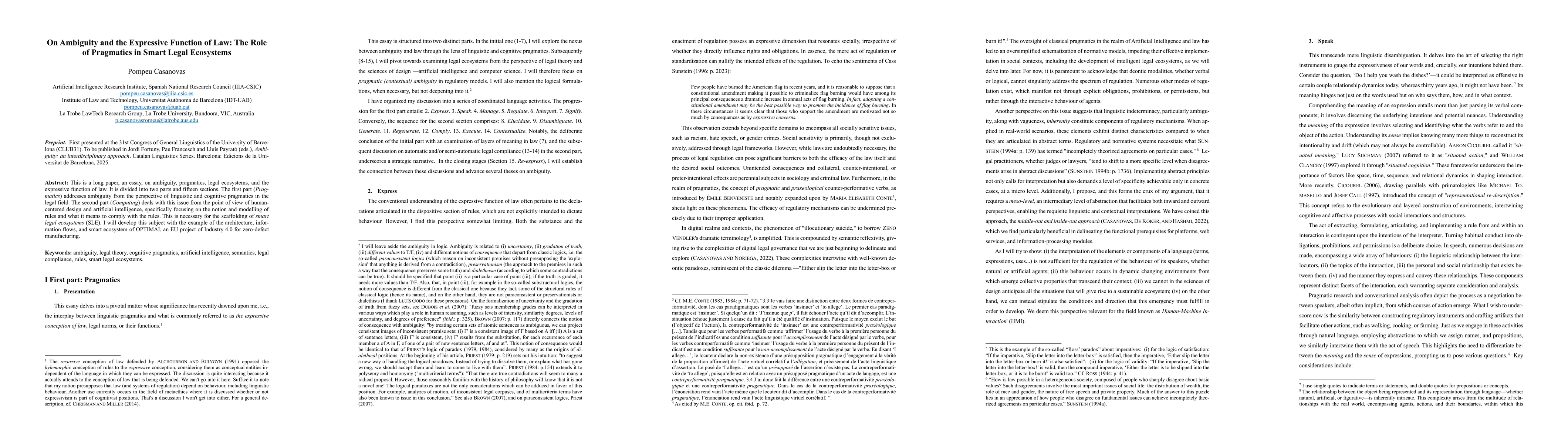 Thumbnail for On Ambiguity and the Expressive Function of Law: The Role of Pragmatics
  in Smart Legal Ecosystems