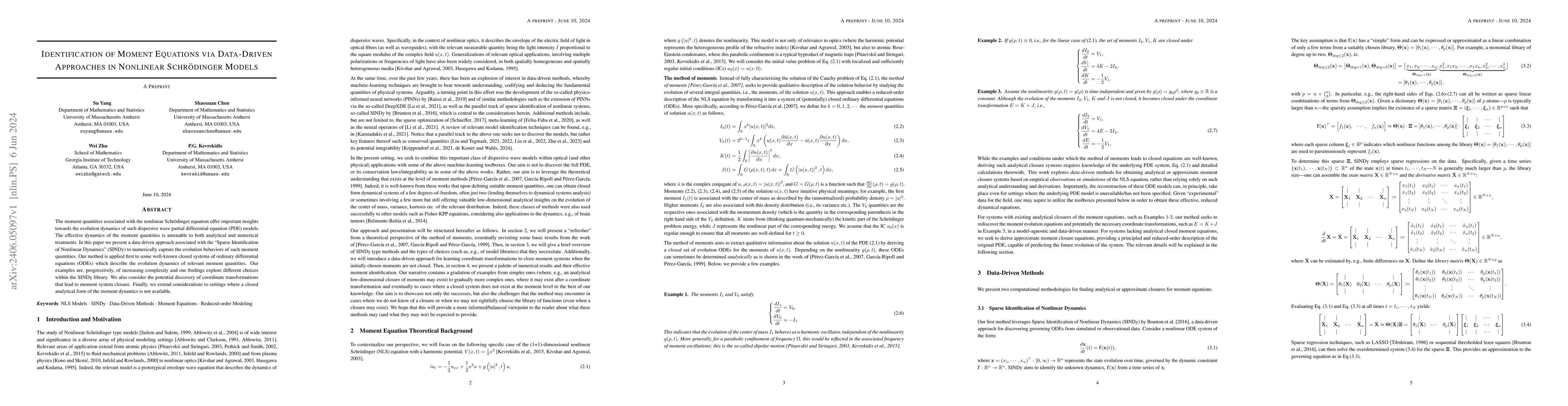 Thumbnail for Identification of moment equations via data-driven approaches in
  nonlinear schrodinger models