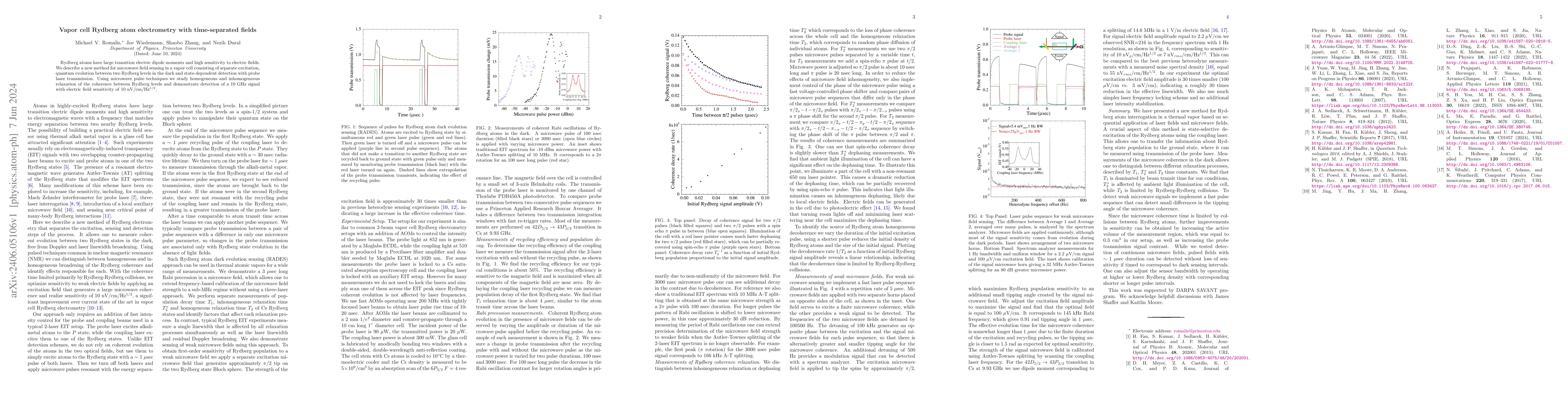 Thumbnail for Vapor cell Rydberg atom electrometry with time-separated fields