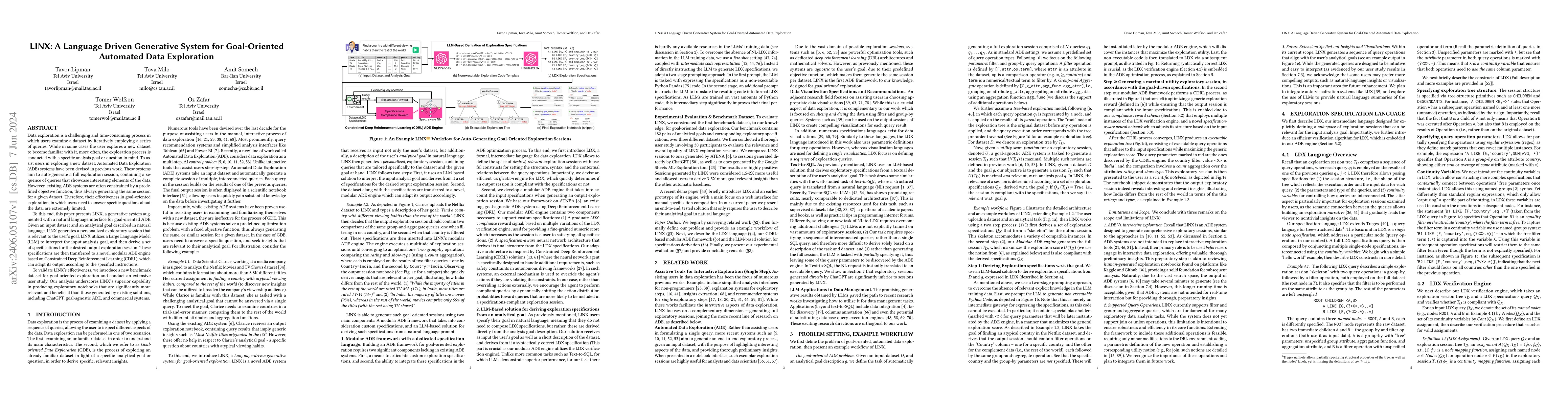 Thumbnail for LINX: A Language Driven Generative System for Goal-Oriented Automated
  Data Exploration