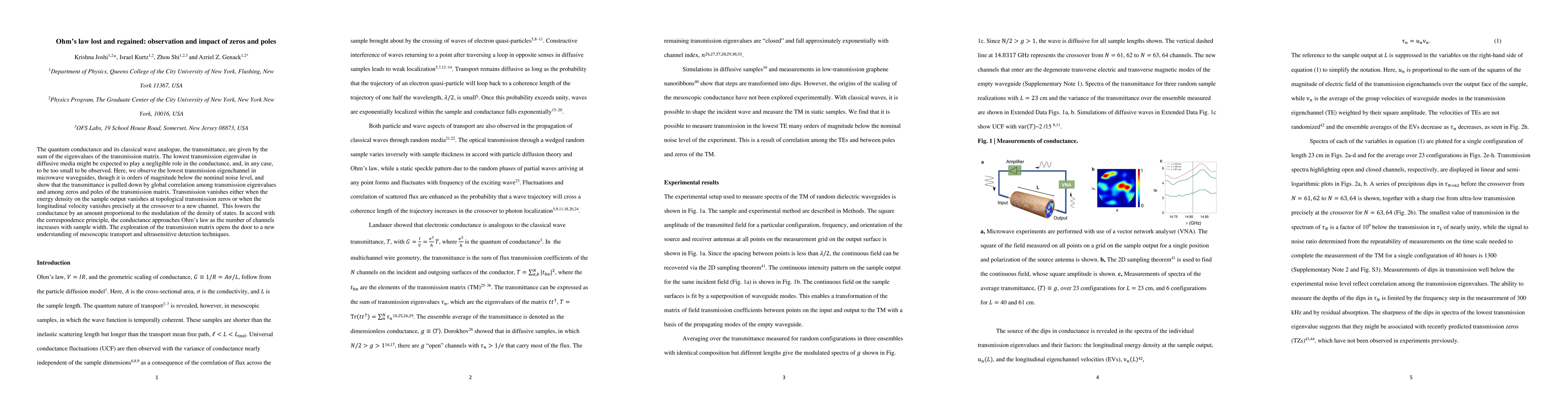 Thumbnail for Ohms law lost and regained: observation and impact of zeros and poles