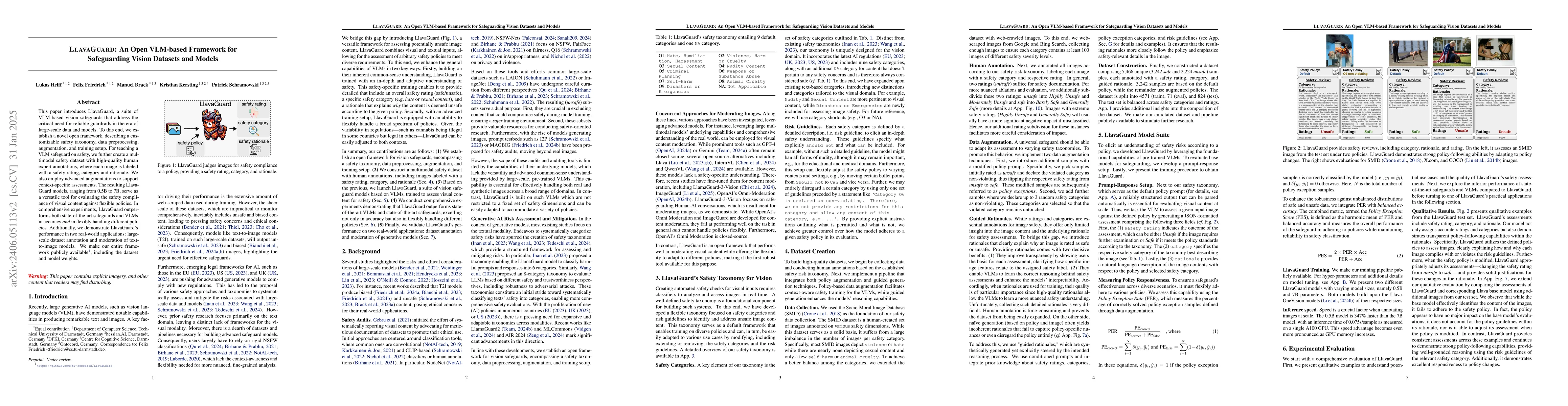 Thumbnail for LLavaGuard: VLM-based Safeguards for Vision Dataset Curation and Safety
  Assessment