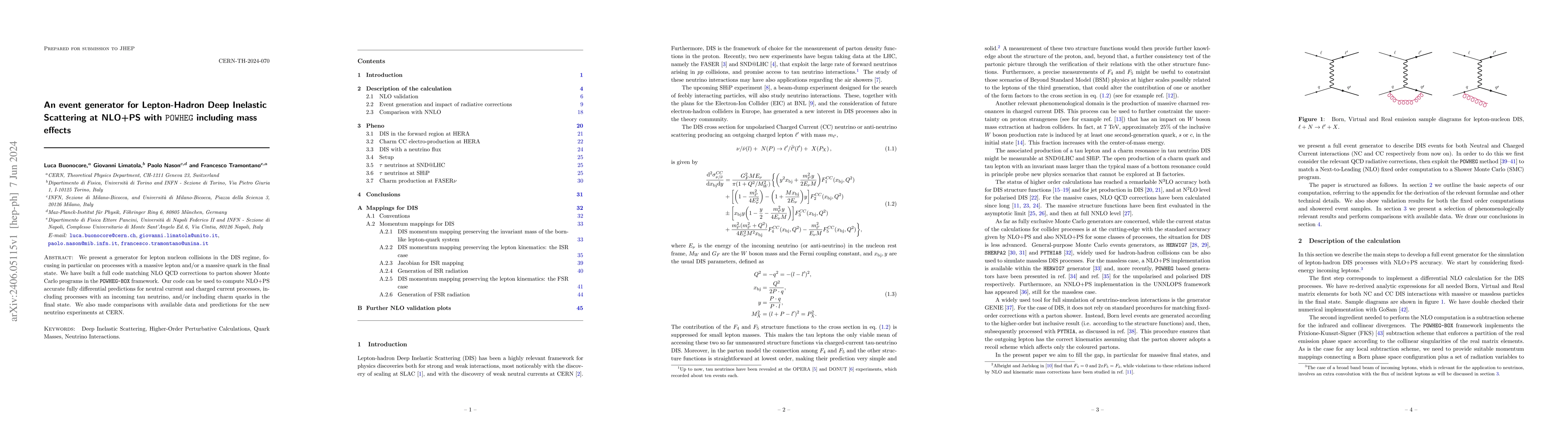Thumbnail for An event generator for Lepton-Hadron Deep Inelastic Scattering at NLO+PS
  with POWHEG including mass effects