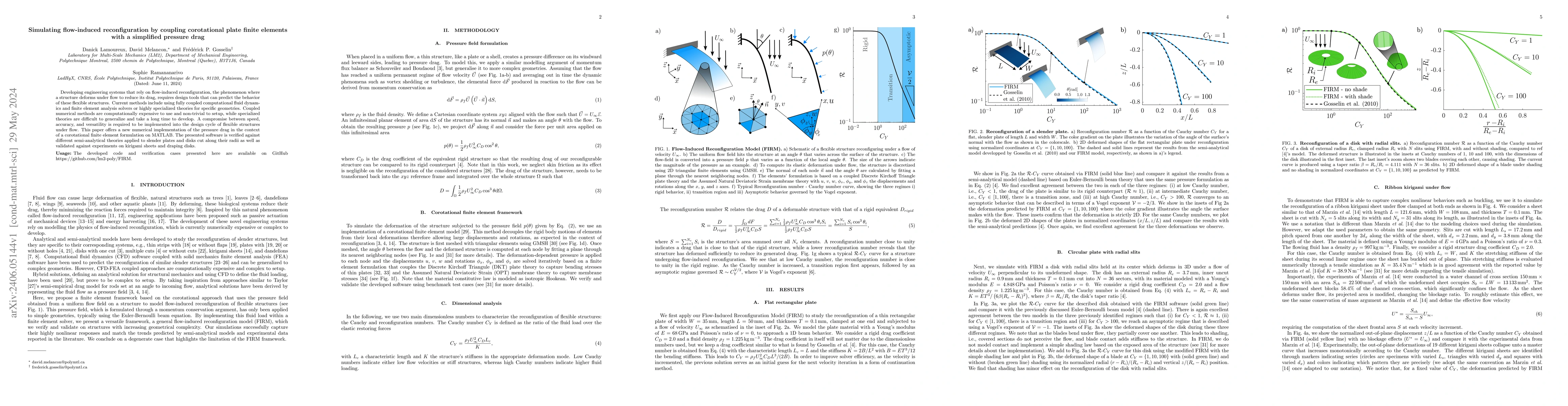 Thumbnail for Simulating flow-induced reconfiguration by coupling corotational plate
  finite elements with a simplified pressure drag